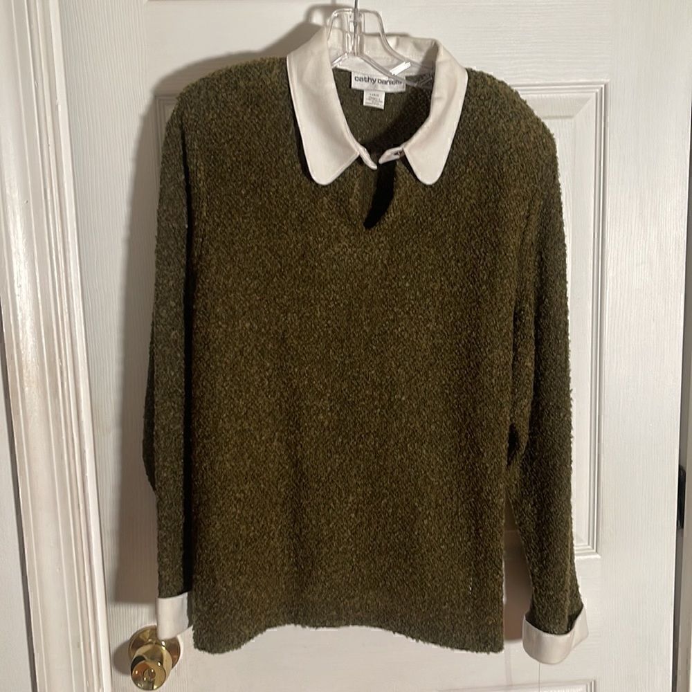 Cathy Daniels slip over light weight mock shirt/sweater look pullover NWT